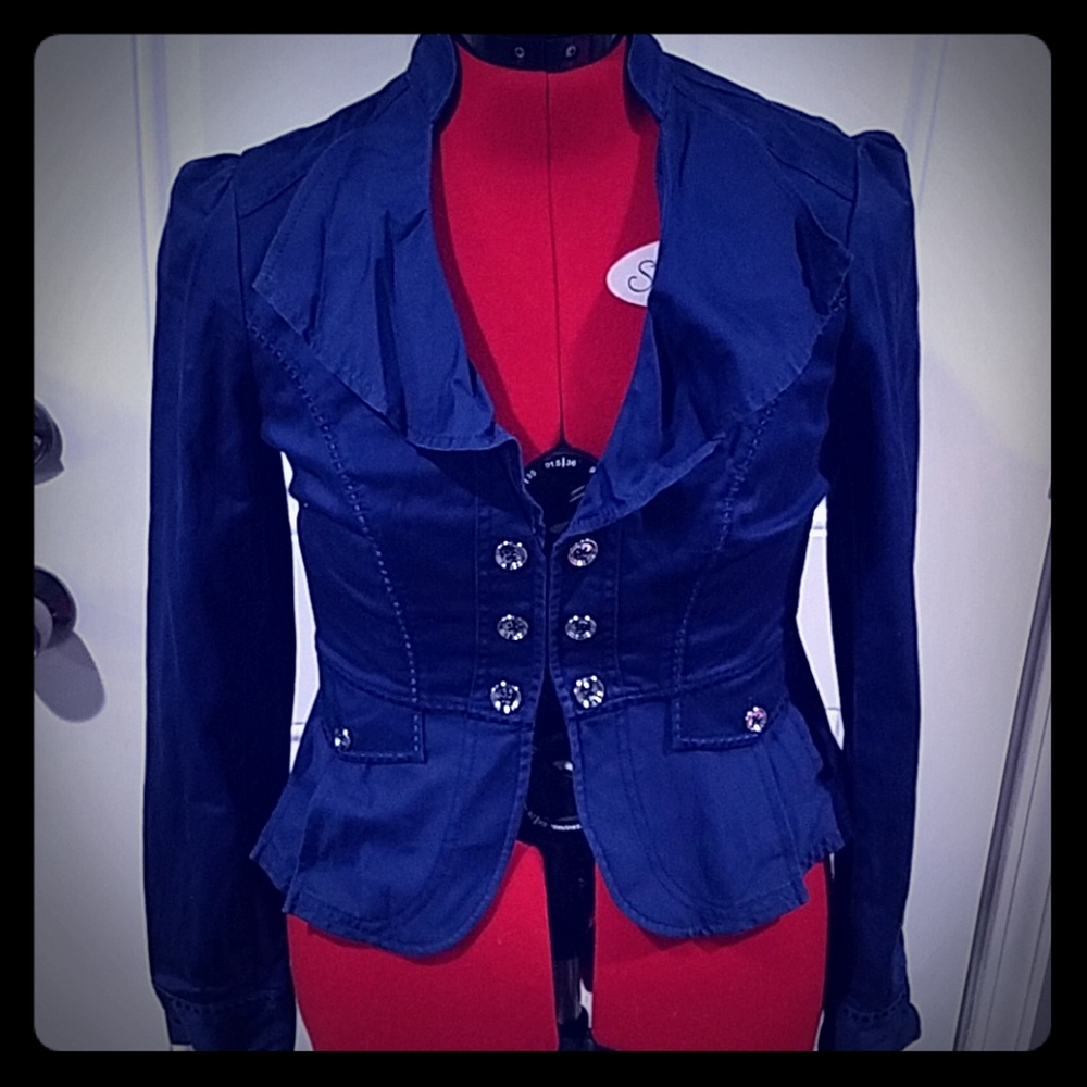 White House Black Market Navy Peplum Blazer